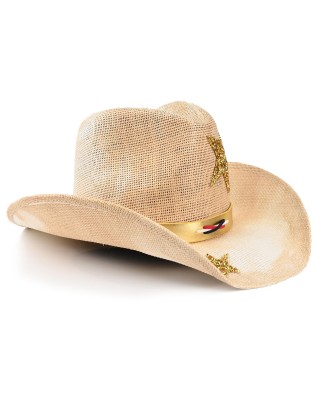 American Style Gold Glitter Star Braided Headband Cowboy Hat