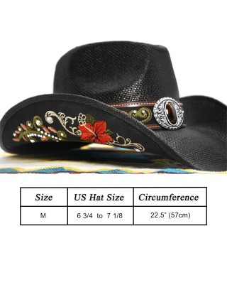 Black special decoration western straw hat for men and women