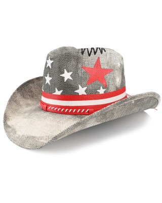 Grey American Braided Faux Leather Band Cowboy Hat