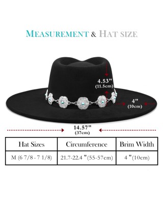 Necklace embellished wide brim bohemian western hat for men and women