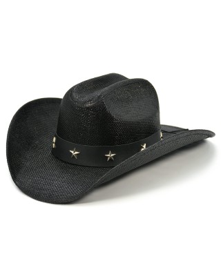 Pleated Plastic Wide Denim Hat
