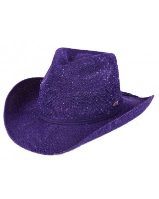 Purple Suede Shiny Sequin Cowboy Hat