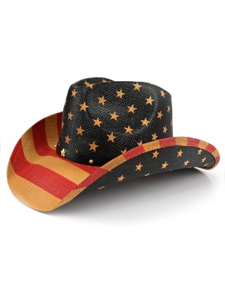 Unisex Beige American Flag Cowboy Hat