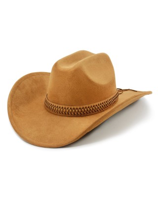 Unisex Khaki Plastic Wide Brim Cowboy Hat