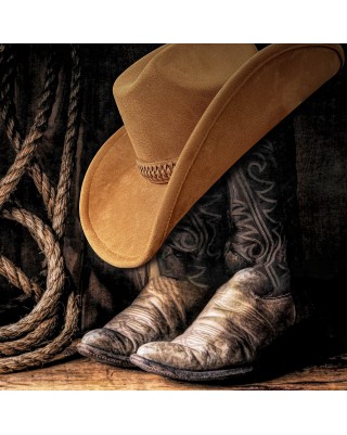 Unisex Khaki Plastic Wide Brim Cowboy Hat