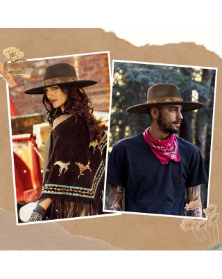Universal Wide Brim Striped Bohemian Western Hat