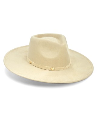 Unisex felt rancher fedora hat with wide 4" flat brim