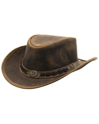 Western leather cowboy hat for men and women wide brim retro vintage
