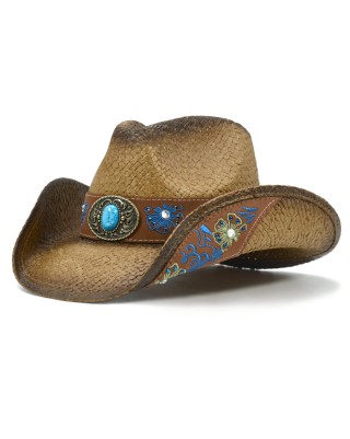 Western woven straw hats for men and women with special decorations