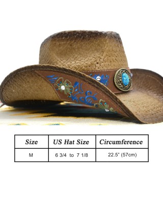 Western woven straw hats for men and women with special decorations