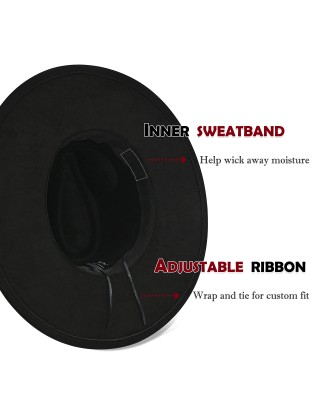 Women's Black Wide Brim Fedora Hat