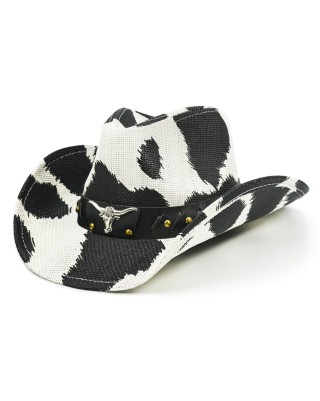 Women's Cow Print Funny Cowboy Hat for Teens and Adults
