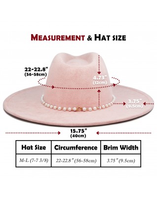Women's Wide Brim Pearl Embellished Fedora Hat