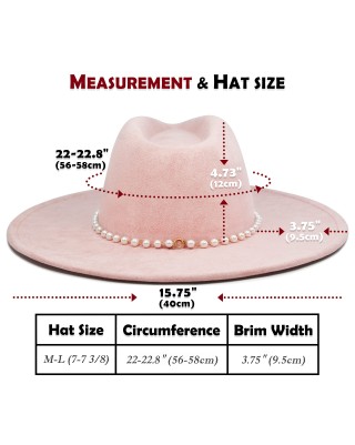 Women's Wide Brim Pearl Embellished Fedora Hat